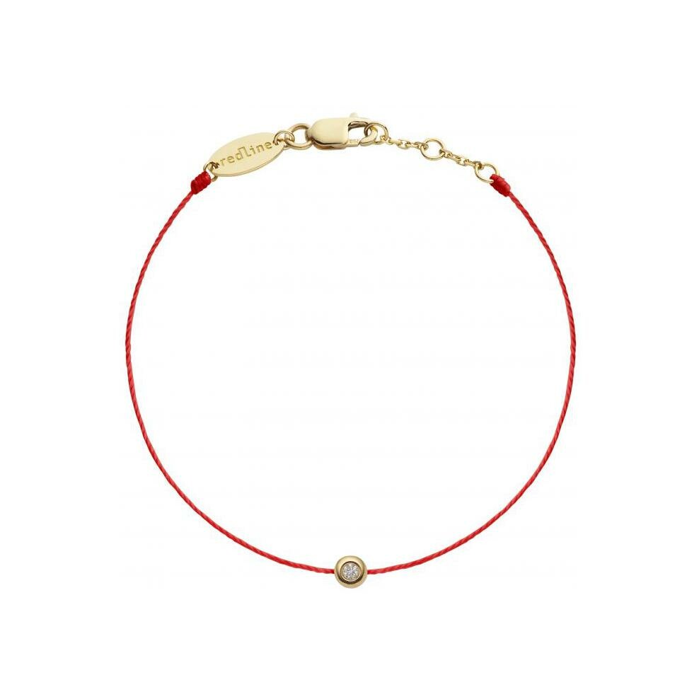 Bracelet RedLine Minimaliste fil rouge avec diamant 0.02ct en serti clos, or jaune