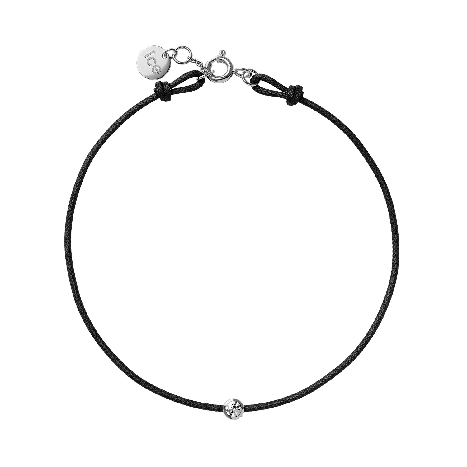Bracelet sur cordon noir Ice-Watch ICE Jewellery en argent et diamant