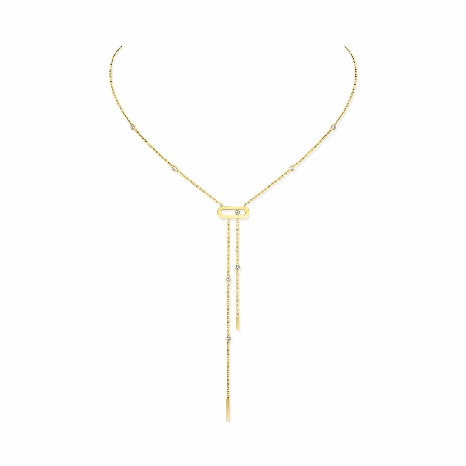 Collier cravate Messika Move Classique en or jaune et diamants