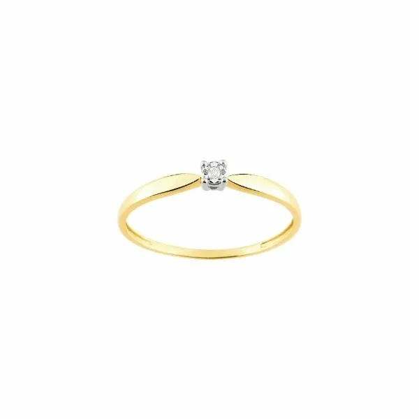 Achat Solitaire en or jaune, or blanc et diamant de 0.01ct