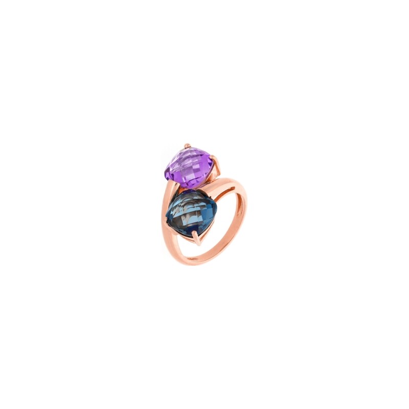 Achat Bague Cesare Pompanon Poppy Blue en or rose, améthyste et topaze Blue London