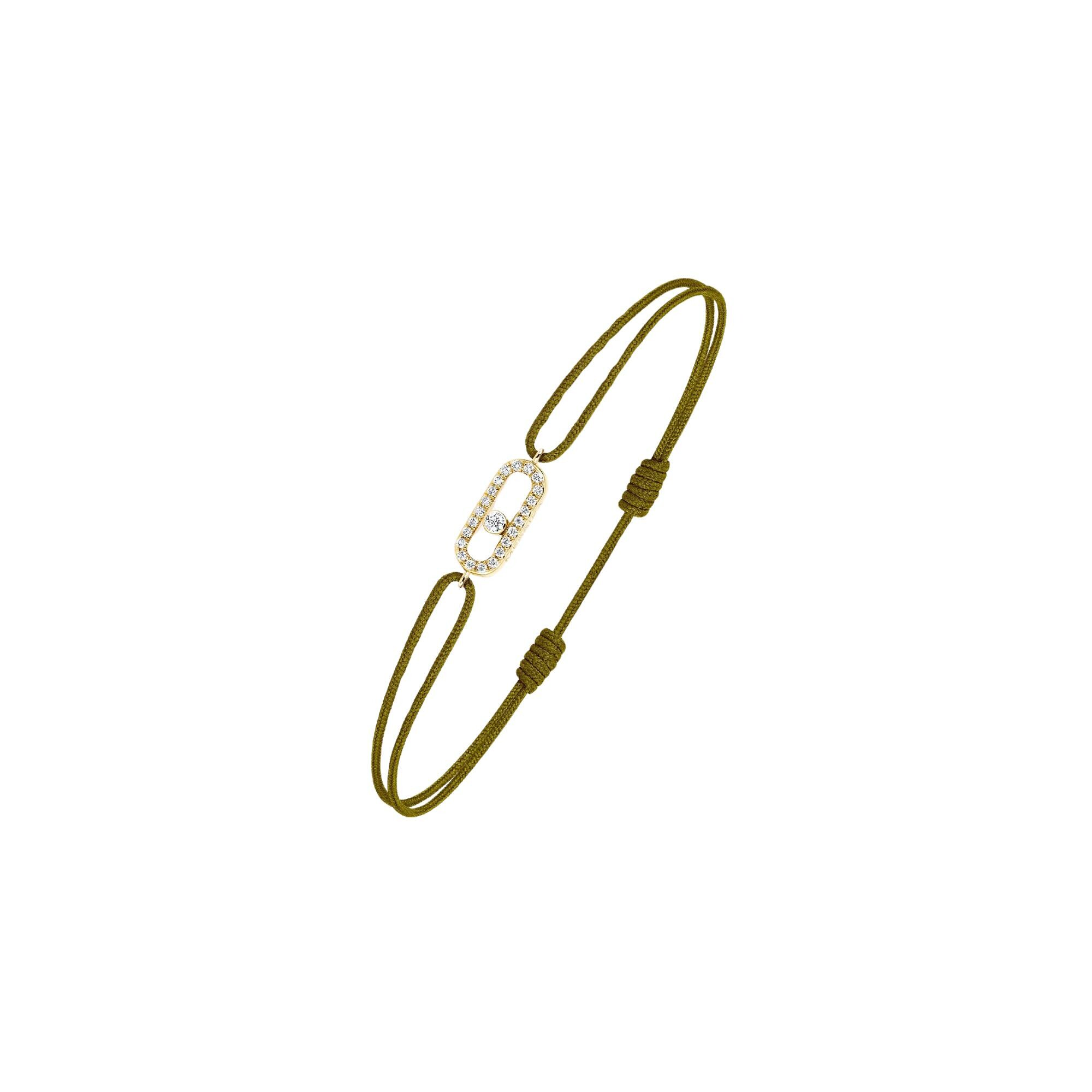 Achat Bracelet cordon Messika Move Uno kaki en or jaune et diamants