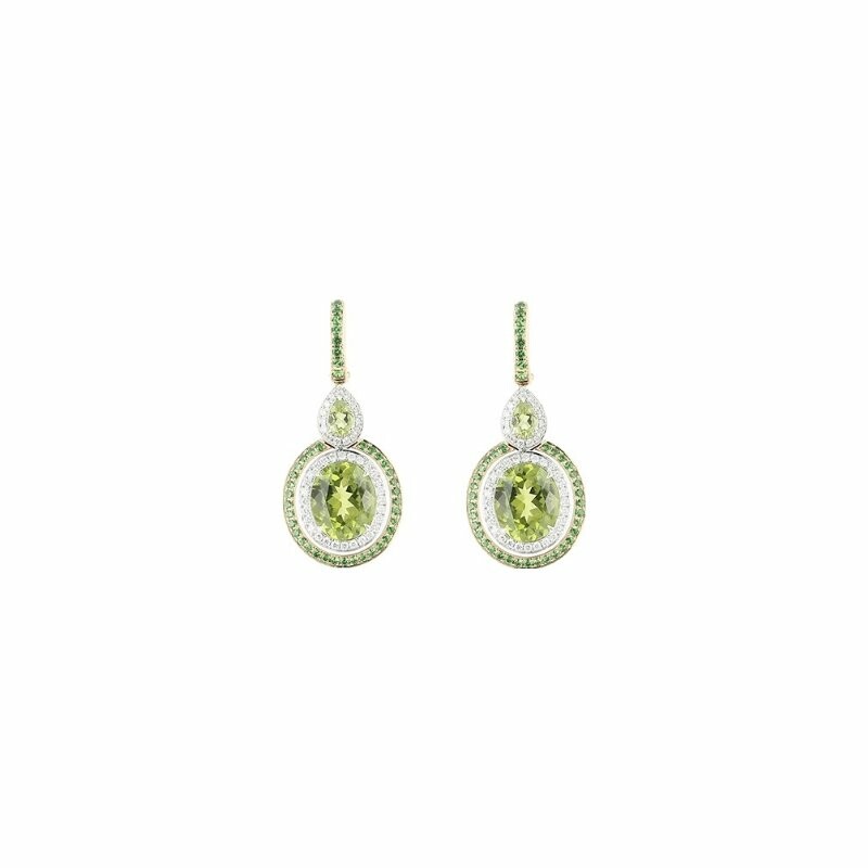 Achat Boucles d'oreilles pendantes en or rose, péridot, tsavorite et diamants