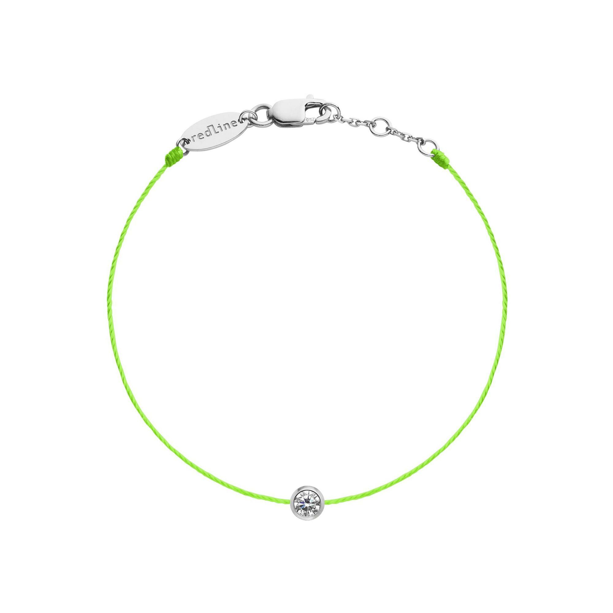 Bracelet Redline Pure fil vert fluo avec diamant 0.10 ct en serti clos, or blanc