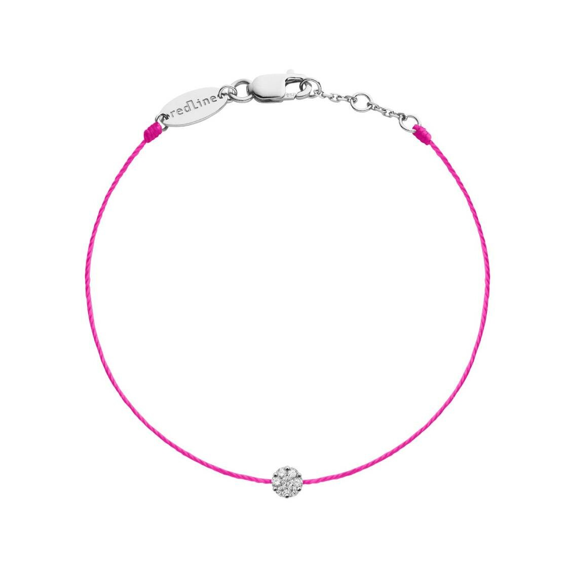Bracelet RedLine Illusion fil rose fluo avec diamants 0.05 ct en serti invisible, or blanc