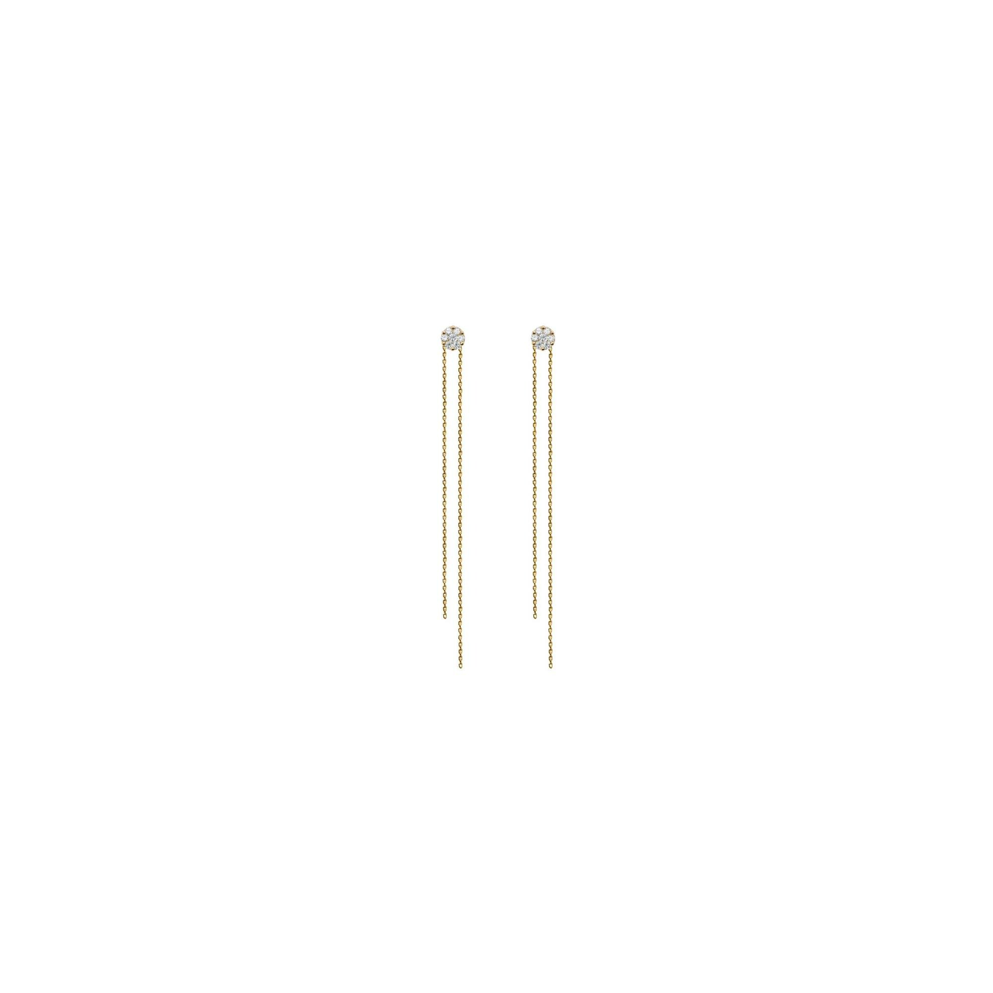 Boucles d'oreilles pendantes RedLine Illusion avec diamants 0.10ct en serti invisible, or jaune