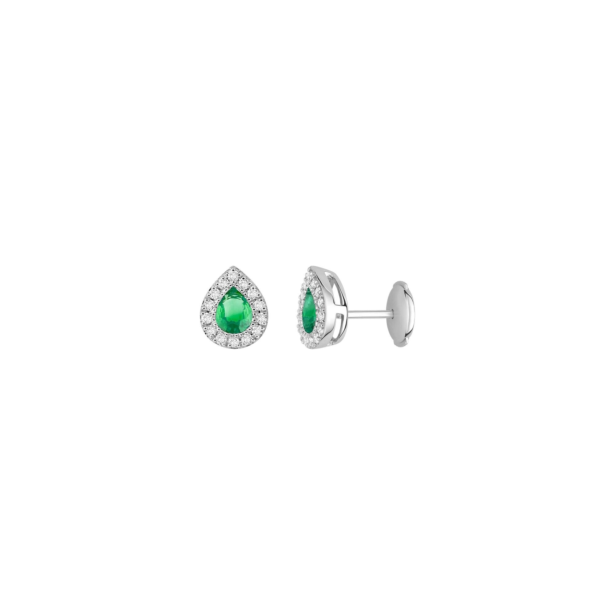 Achat Boucles d'oreilles en or blanc, émeraude et diamant