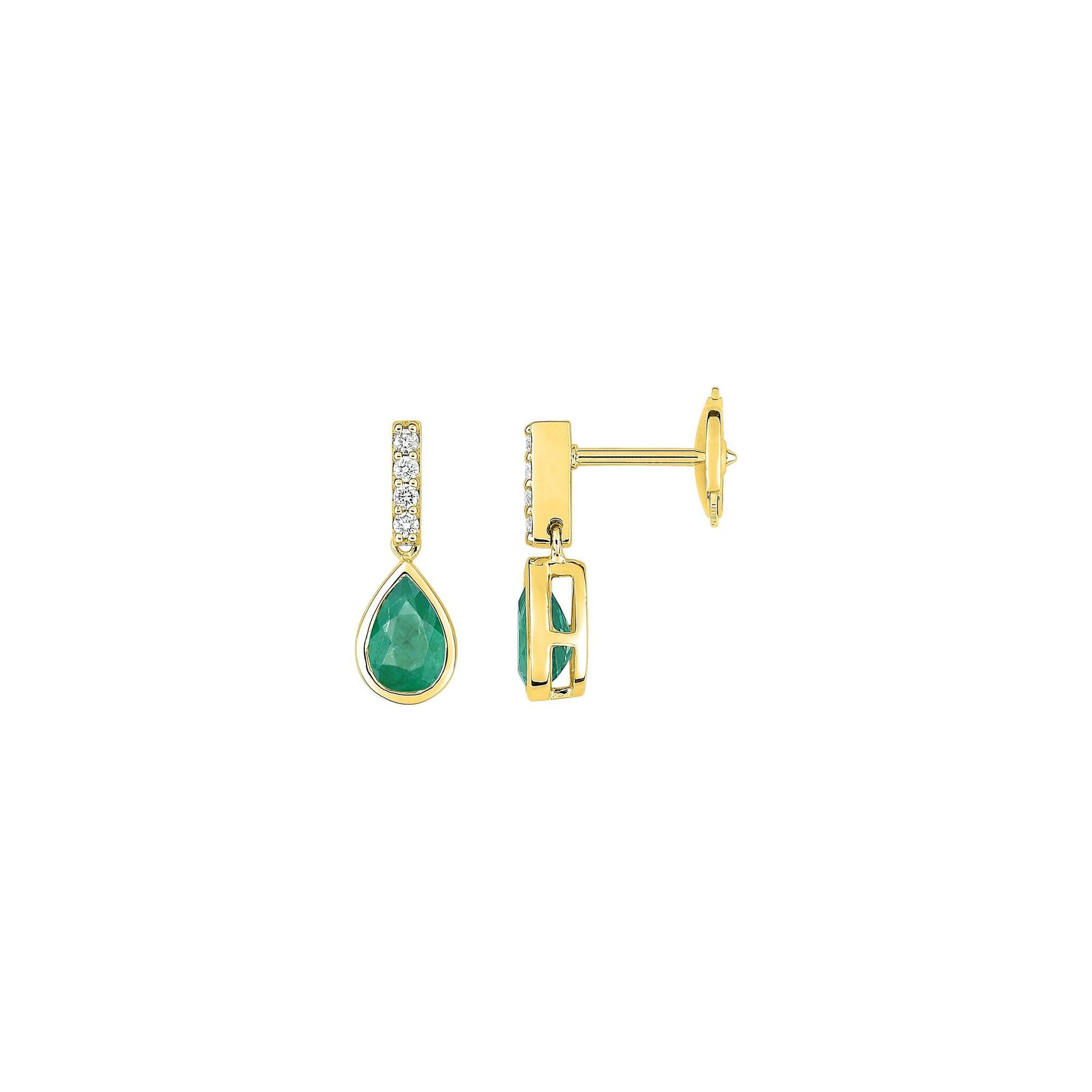 Achat Boucles d'oreilles en or jaune, émeraudes et diamants