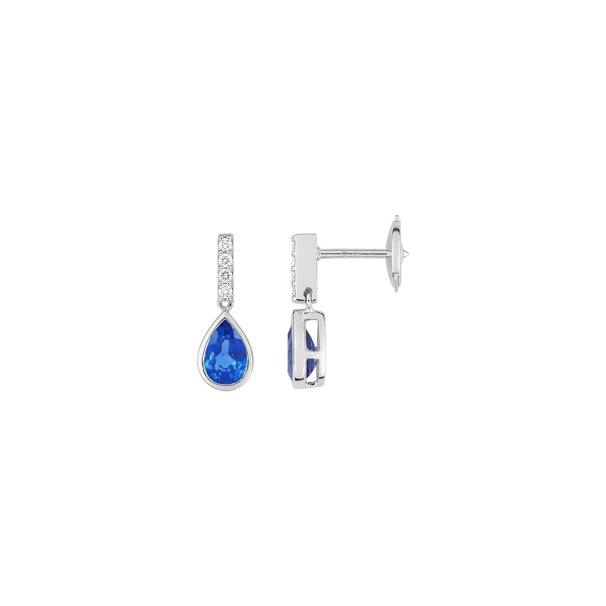 Achat Boucles d'oreilles en or blanc, saphirs et diamant