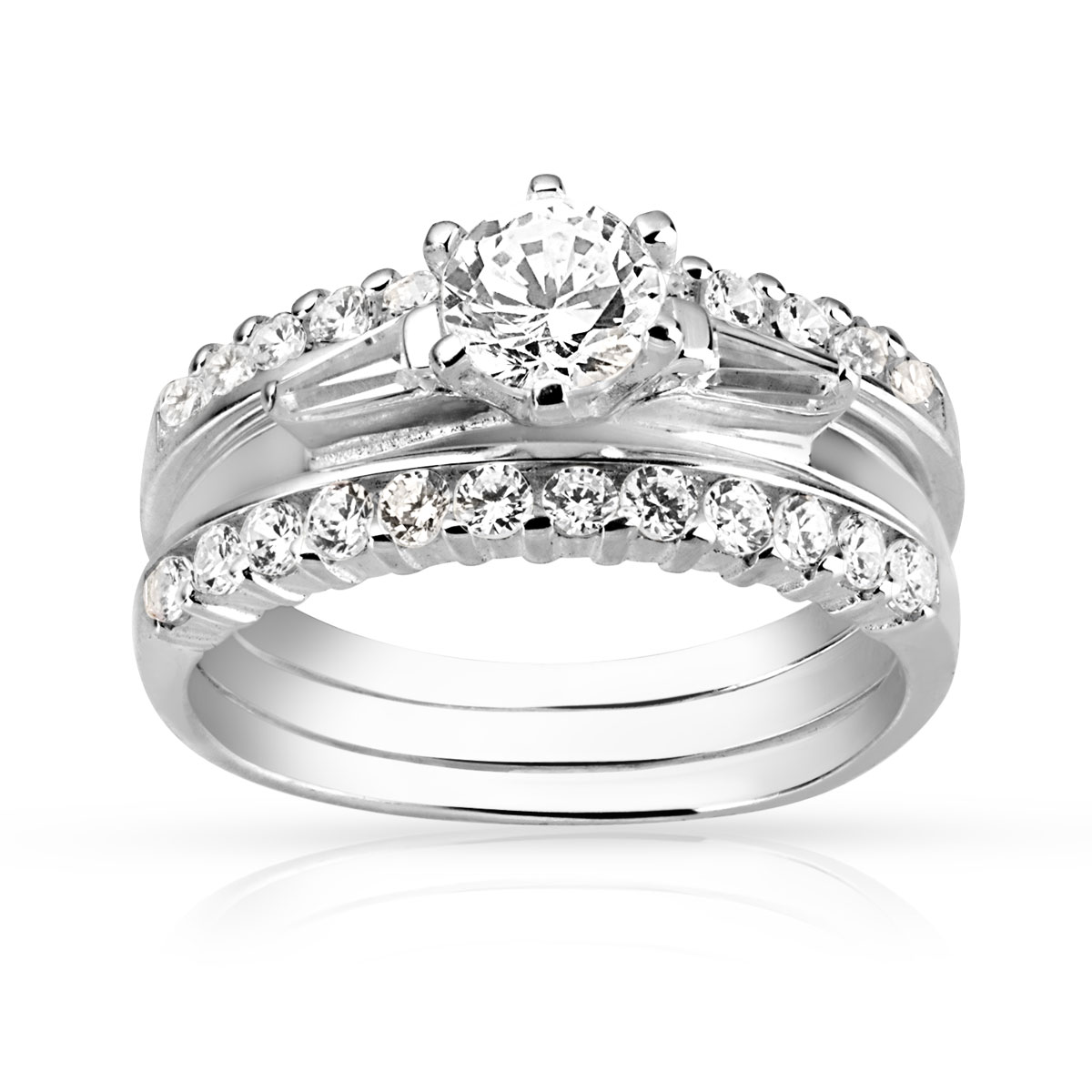 3 bagues argent 925 zirconias