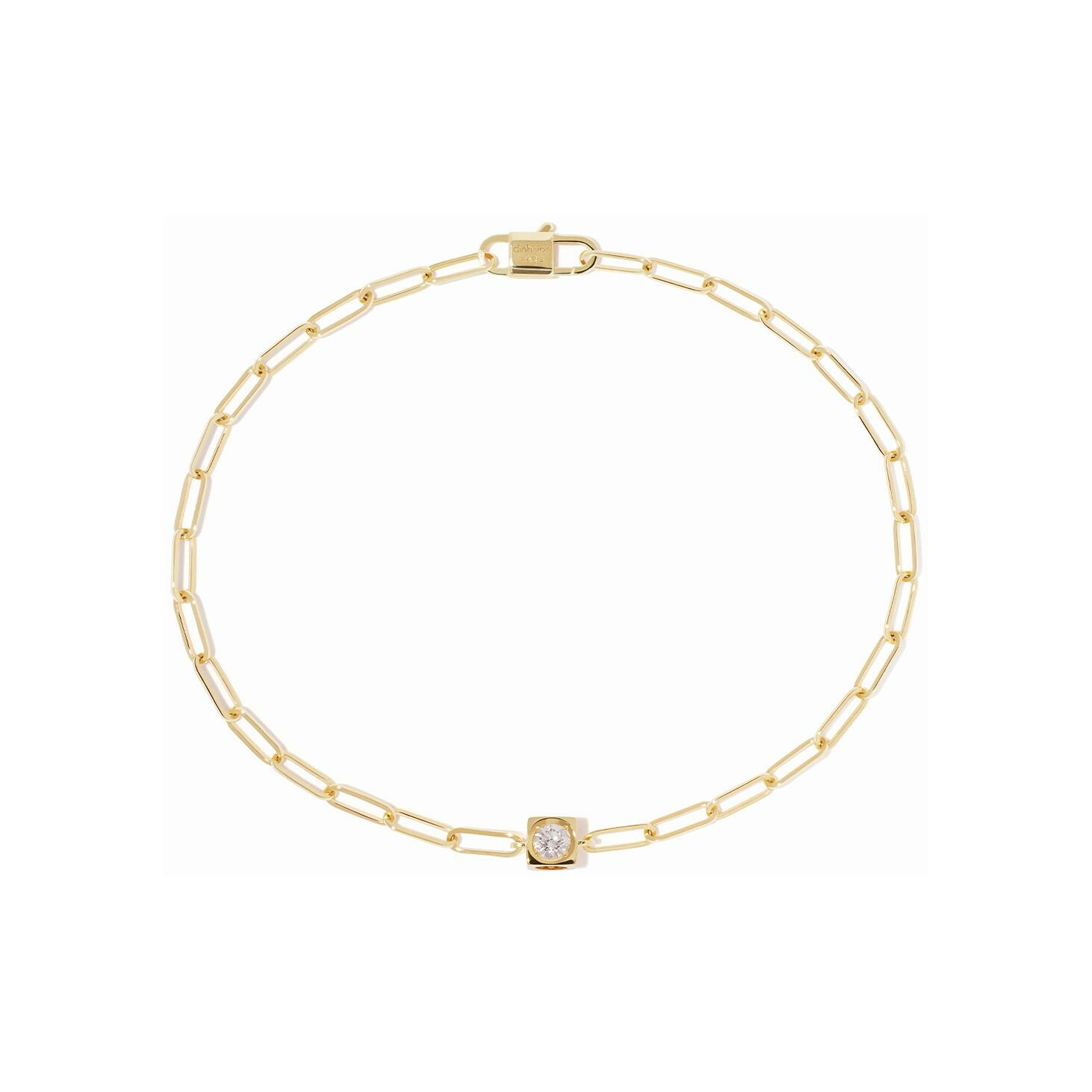 Achat Bracelet sur chaine dinh van Le Cube Diamant en or jaune et diamant 0.10ct, chaîne S