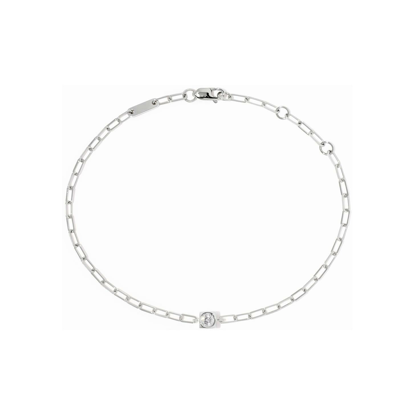 Achat Bracelet sur chaine dinh van Le Cube Diamant en or blanc et diamant 0.07ct, chaîne XS
