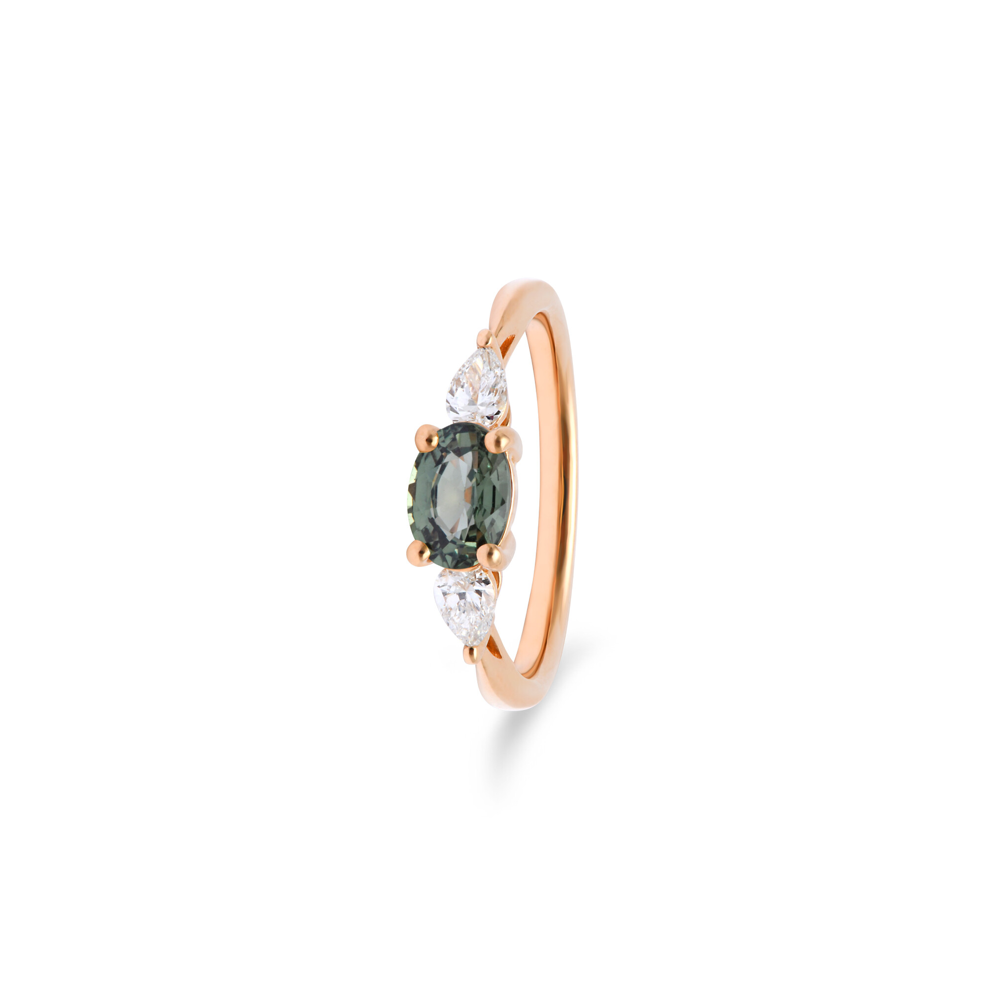 Achat Bague Mademoiselle en or rose, saphir vert et diamants