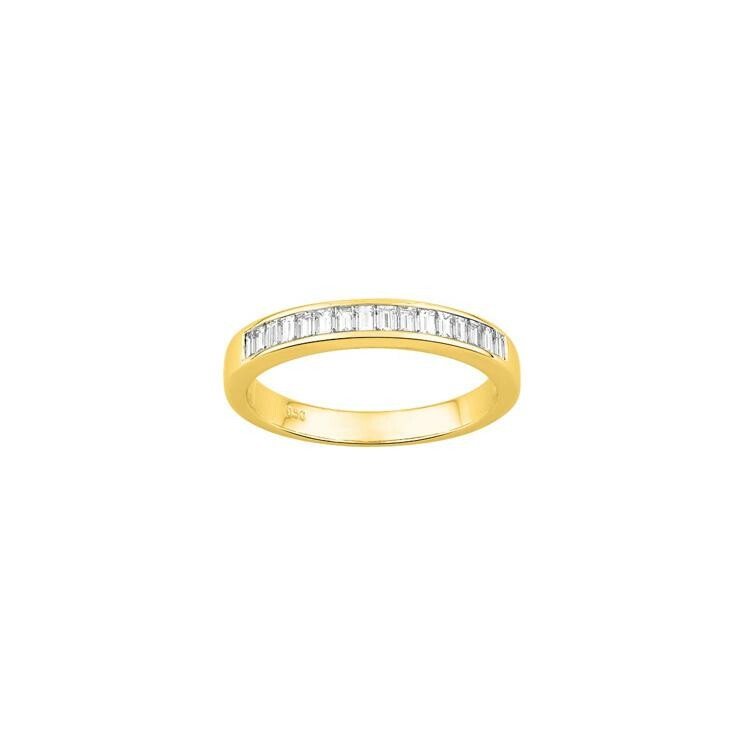 Achat Alliance demi-tour en or jaune et diamants taille baguette