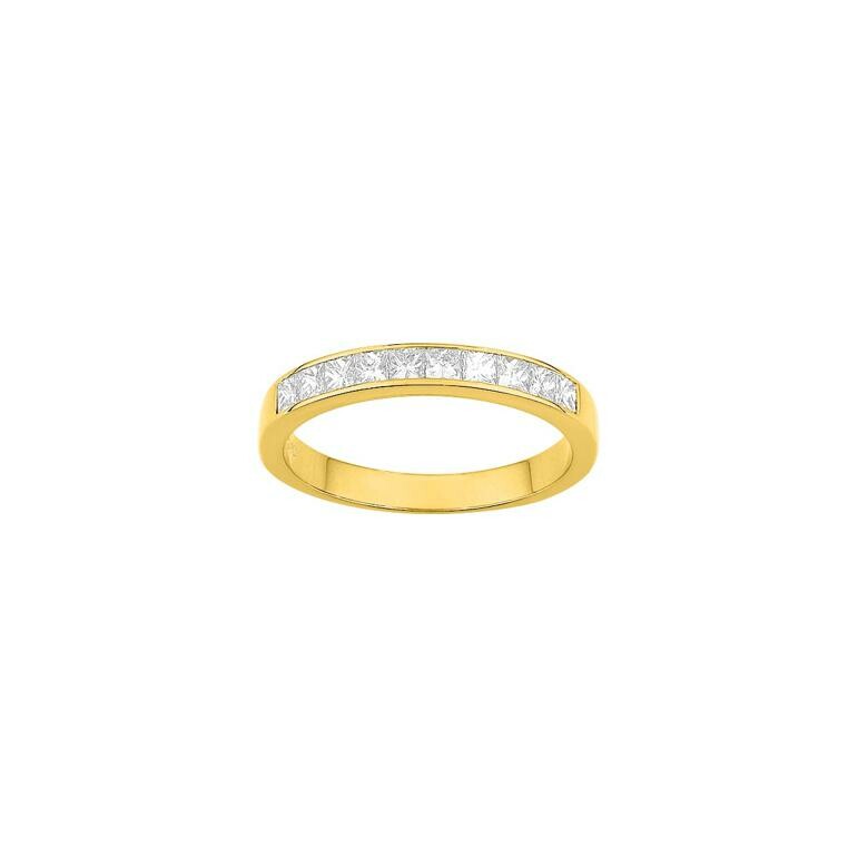 Achat Alliance demi-tour en or jaune et diamants taille princesse