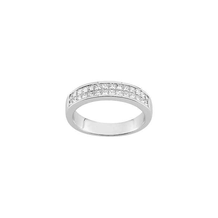 Achat Alliance demi-tour en or blanc et diamants taille princesse