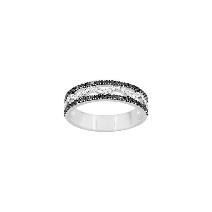 Achat Alliance contemporaine en or blanc, diamants et diamants noirs