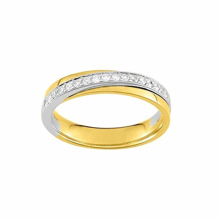Achat Bague en or blanc, or jaune et diamants de 0.18ct
