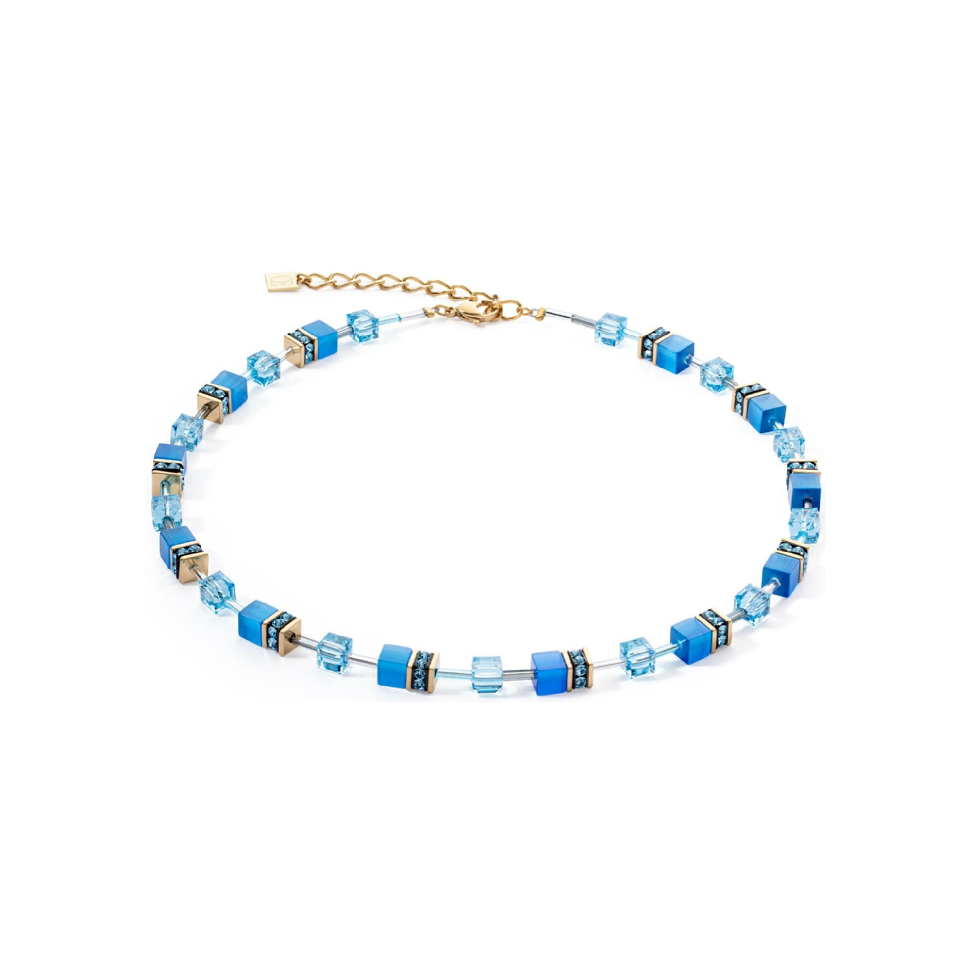 Achat Collier Coeur de Lion en métal doré, acier, cristaux, strass et œil de tigre