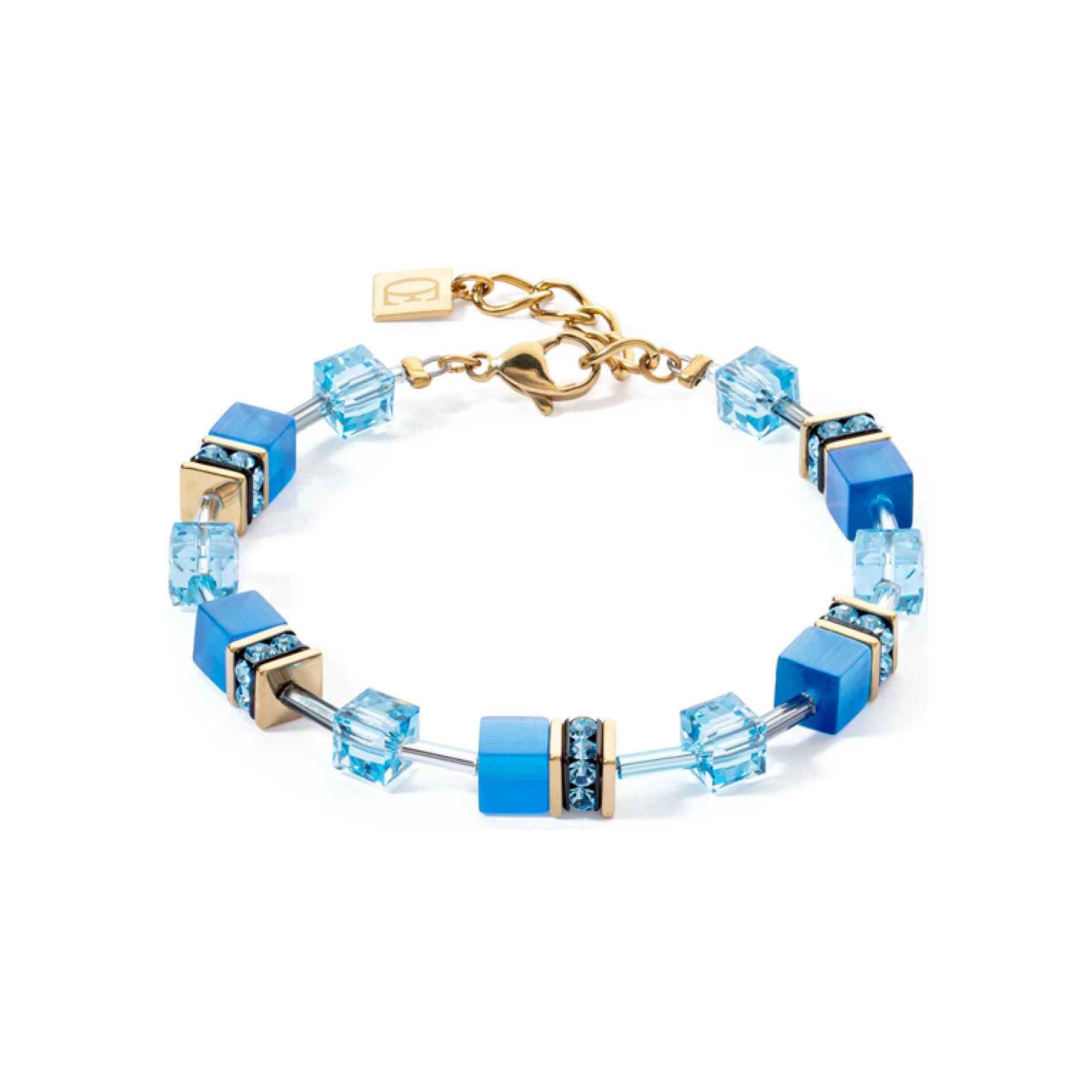 Achat Bracelet Coeur de Lion en métal doré, acier, cristaux, strass et œil de tigre