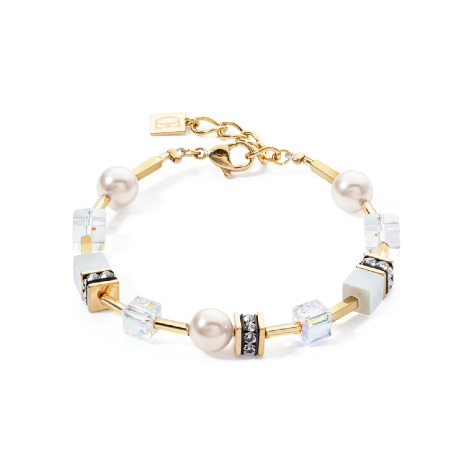 Achat Bracelet Coeur de Lion en métal doré, cristaux, œil de tigre et strass