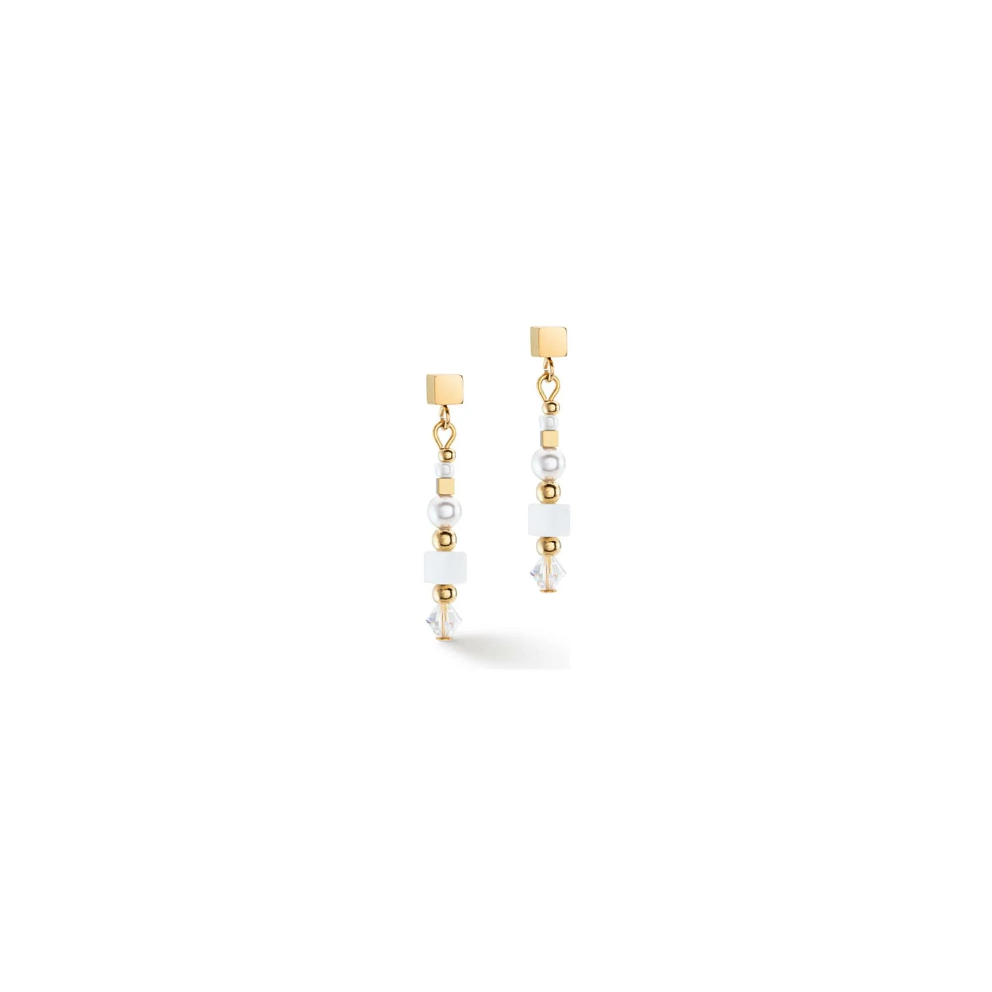 Boucles d'oreilles Coeur de Lion en métal doré, cristaux et œil de tigre