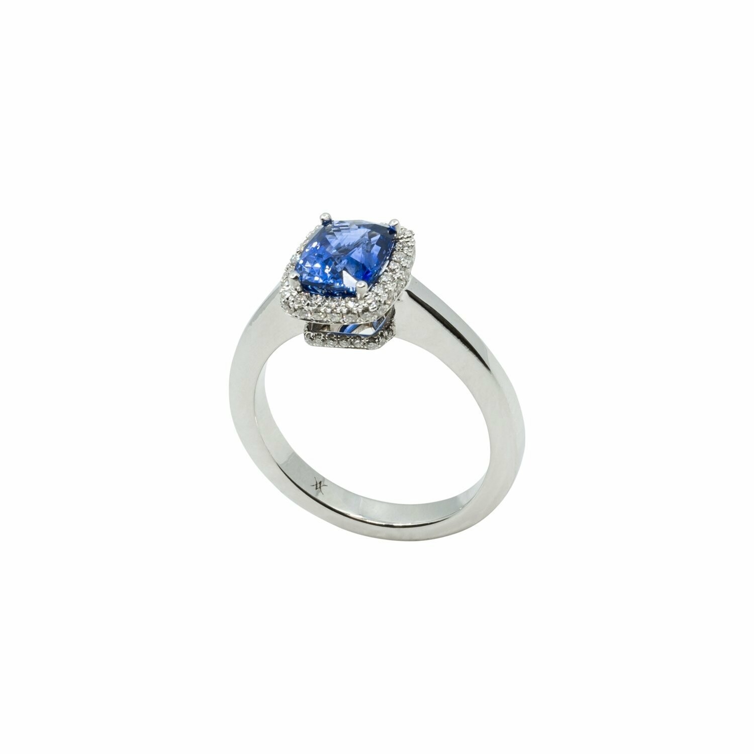 Achat Bague en or blanc, saphir bleu et diamant