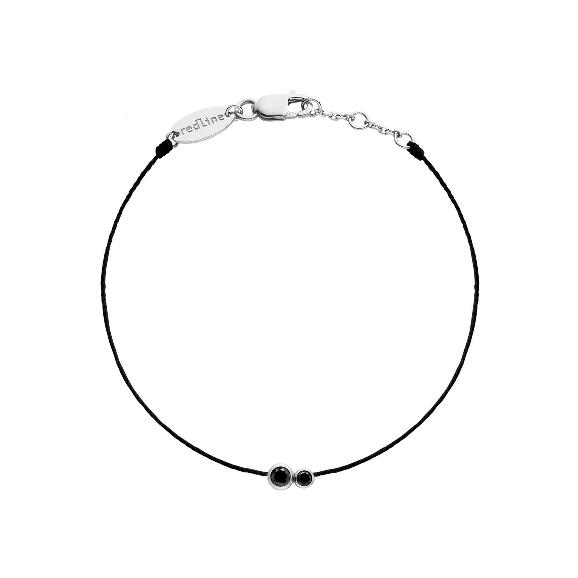 Bracelet RedLine Infinite Kcolor en or blanc et diamants noirs sur fil noir