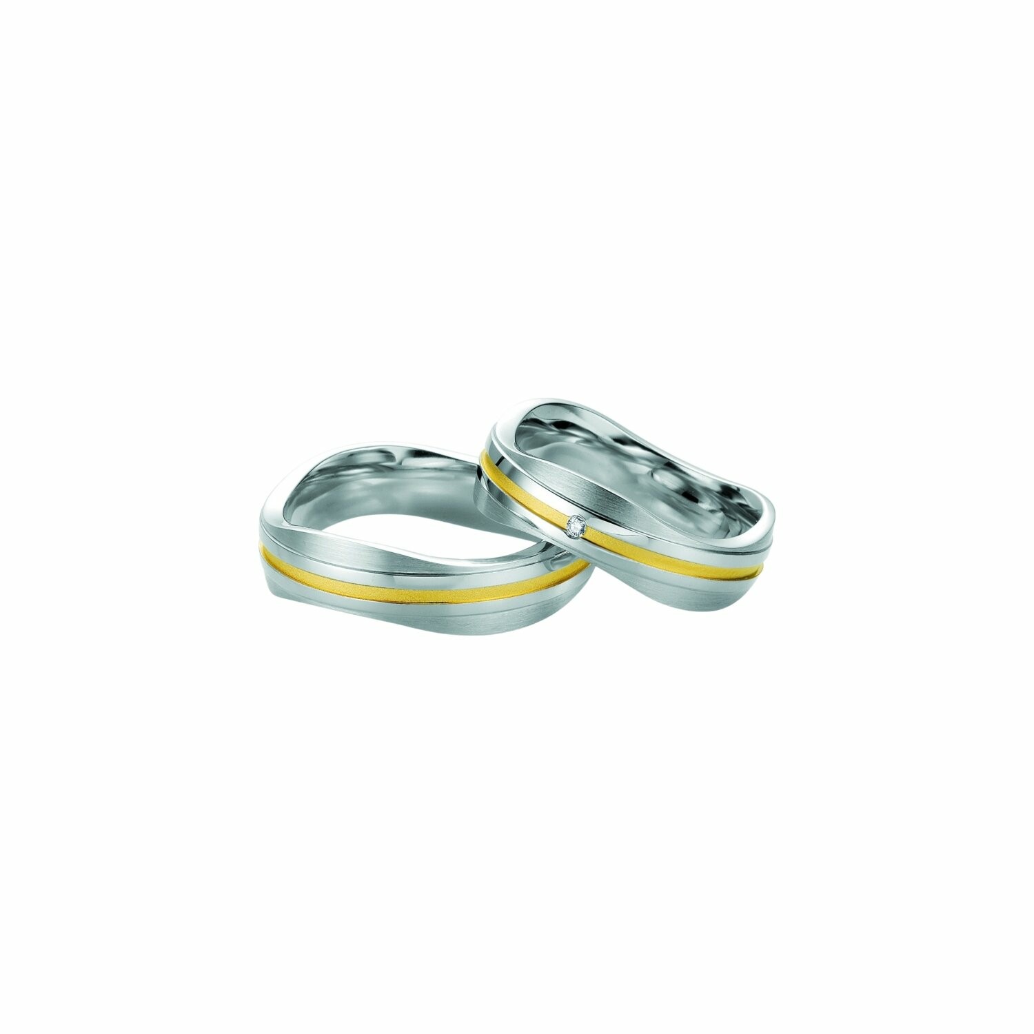 Achat Alliance Breuning en argent, argent doré et 1 diamant