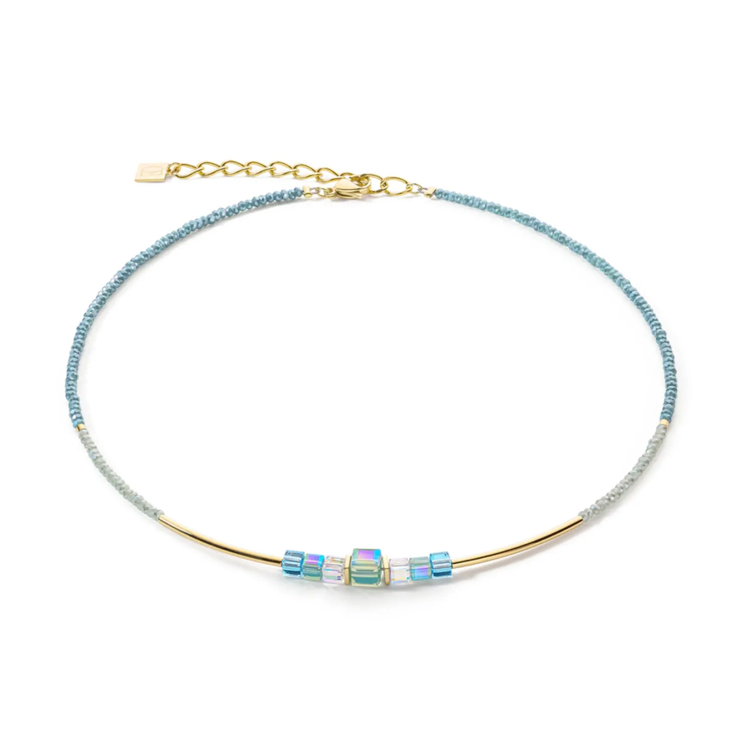 Collier Cœur de Lion en métal doré, cristaux et verre