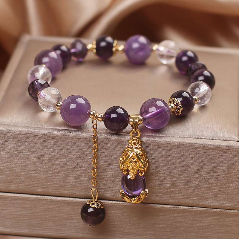 Bracelet de guérison PiXiu en améthyste naturelle Buddha Stones