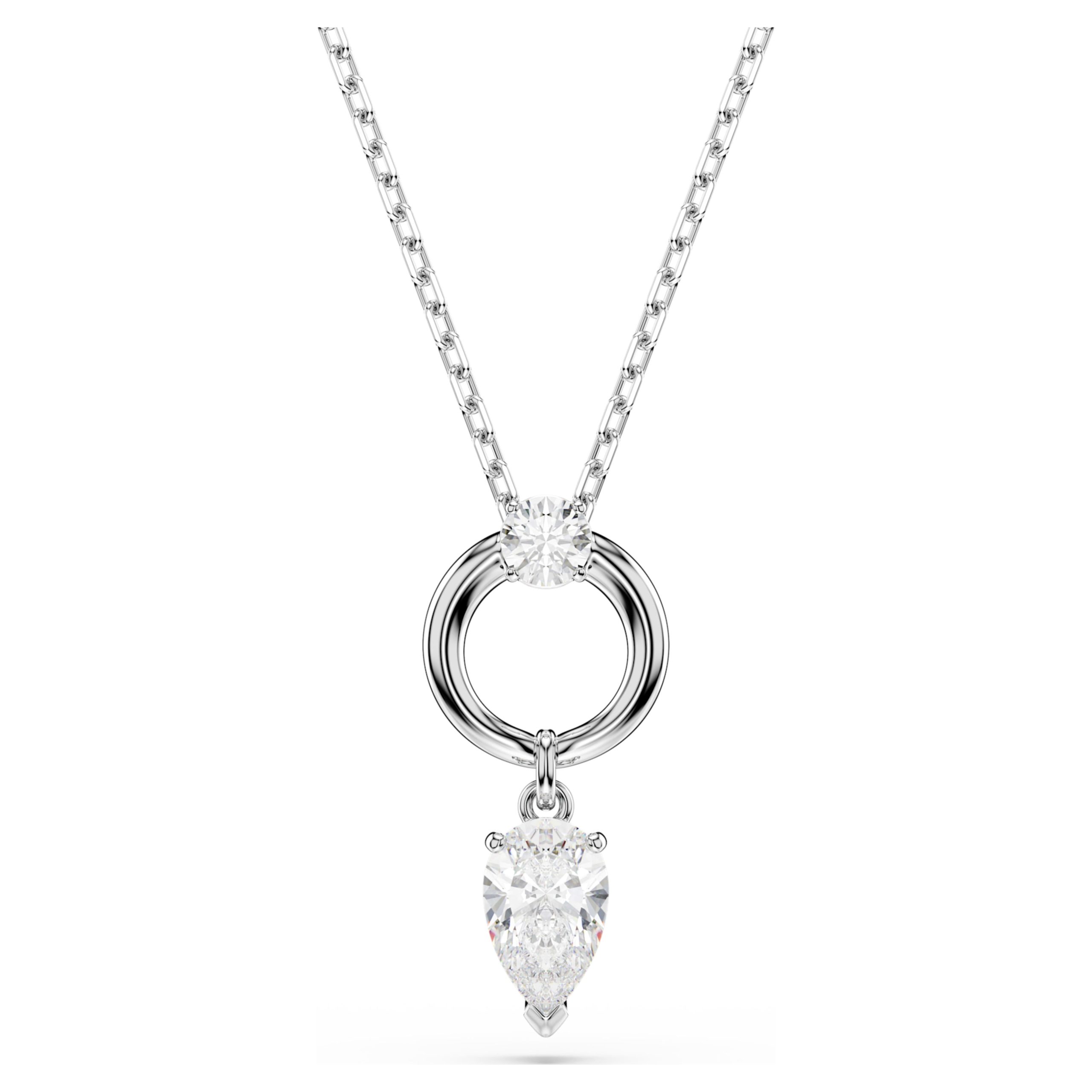 Pendentif Mesmera taille poire blanc rhodié – Swarovski