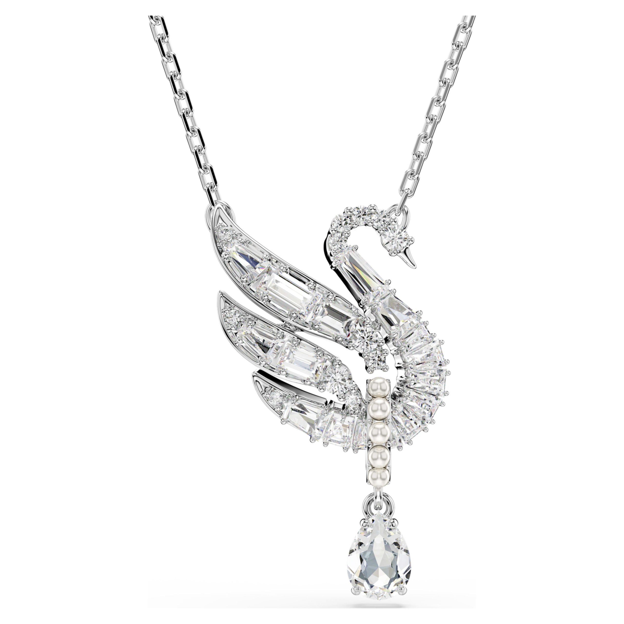 Pendentif Swan Cygne Blanc en Métal Rhodié | Swarovski
