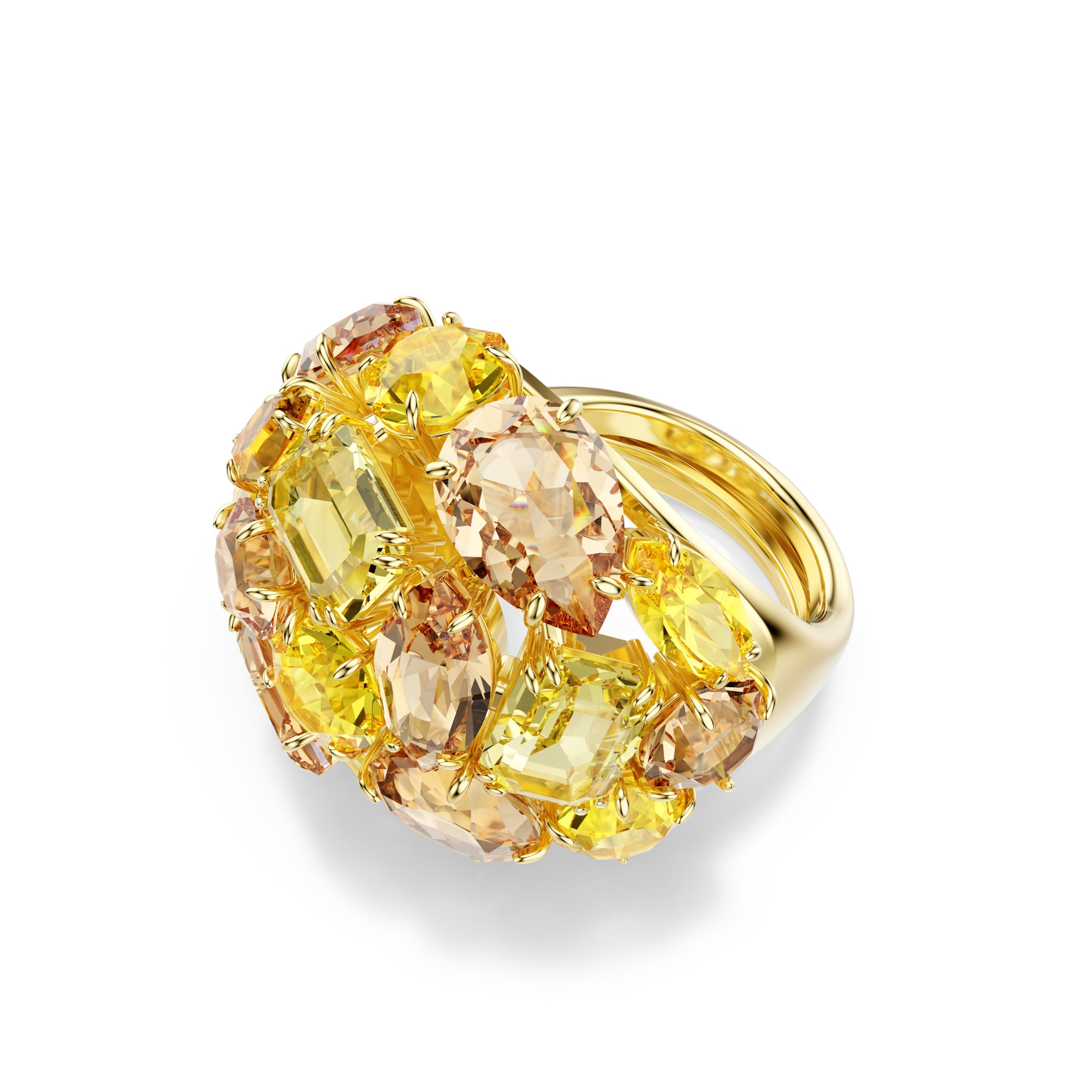 Bague Cocktail Gema Jaune Doré – Swarovski