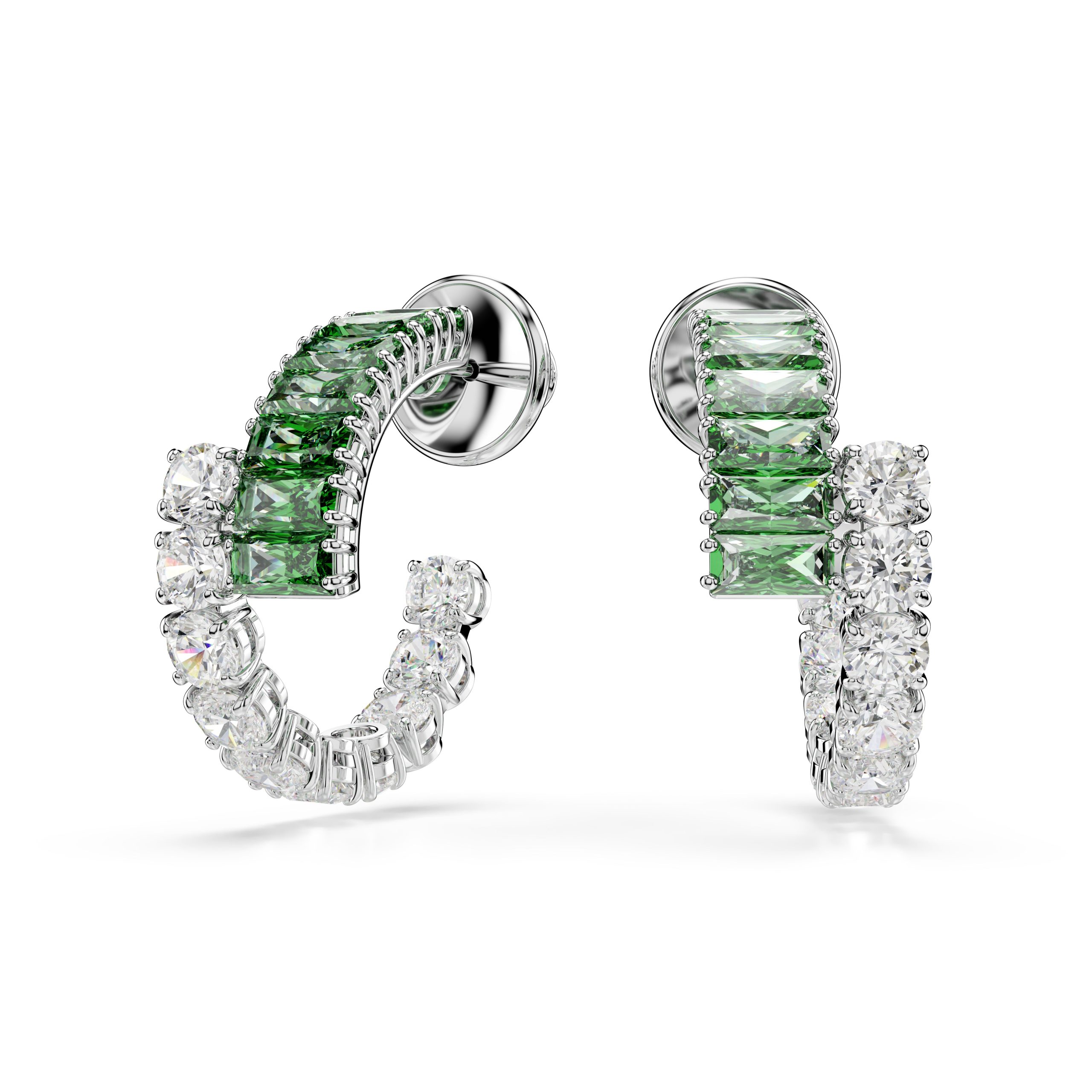 Anneaux d’Oreilles Femme Matrix Vert Argenté – Swarovski