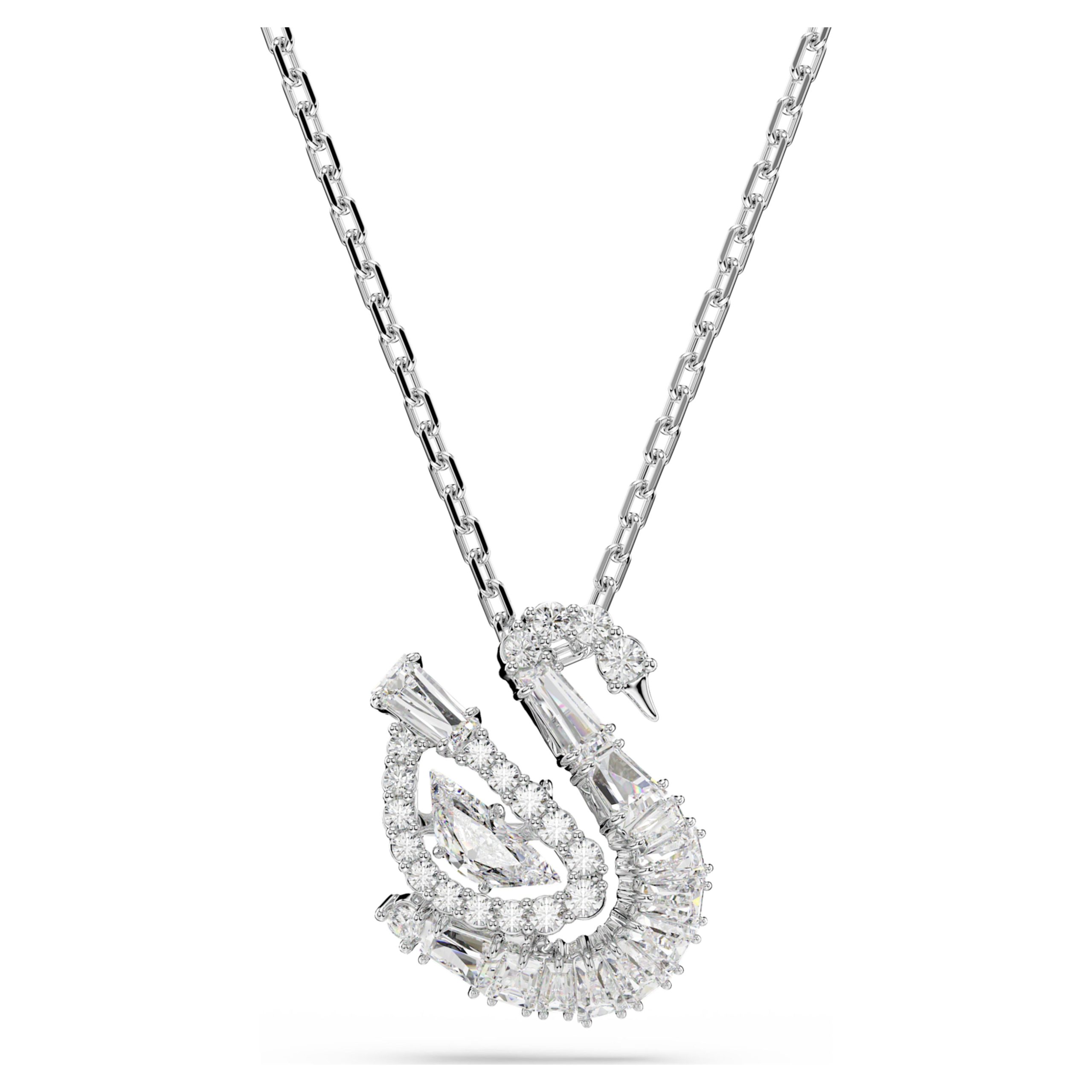 Pendentif Swan pierre dansante blanc – Swarovski