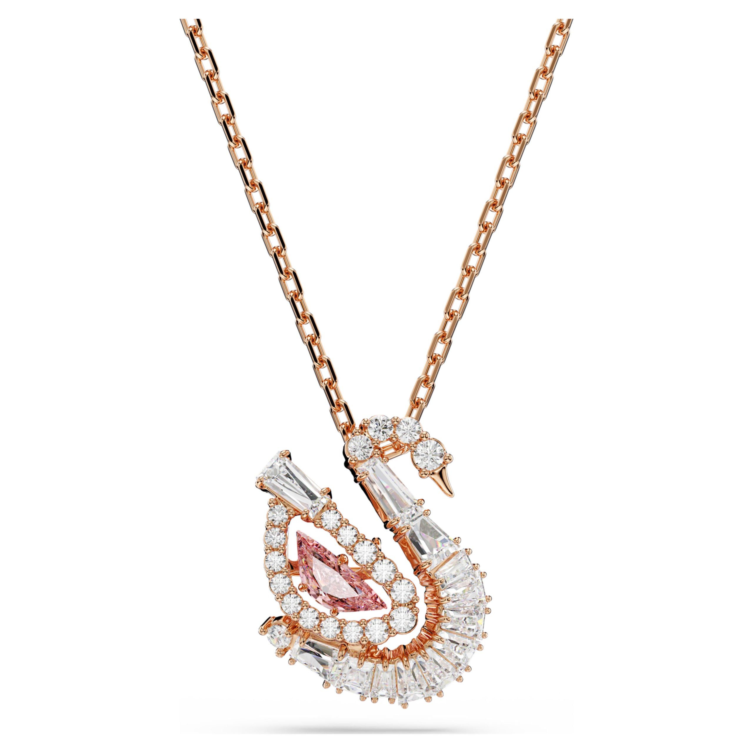 Pendentif Swan rose pierre dansante – Swarovski
