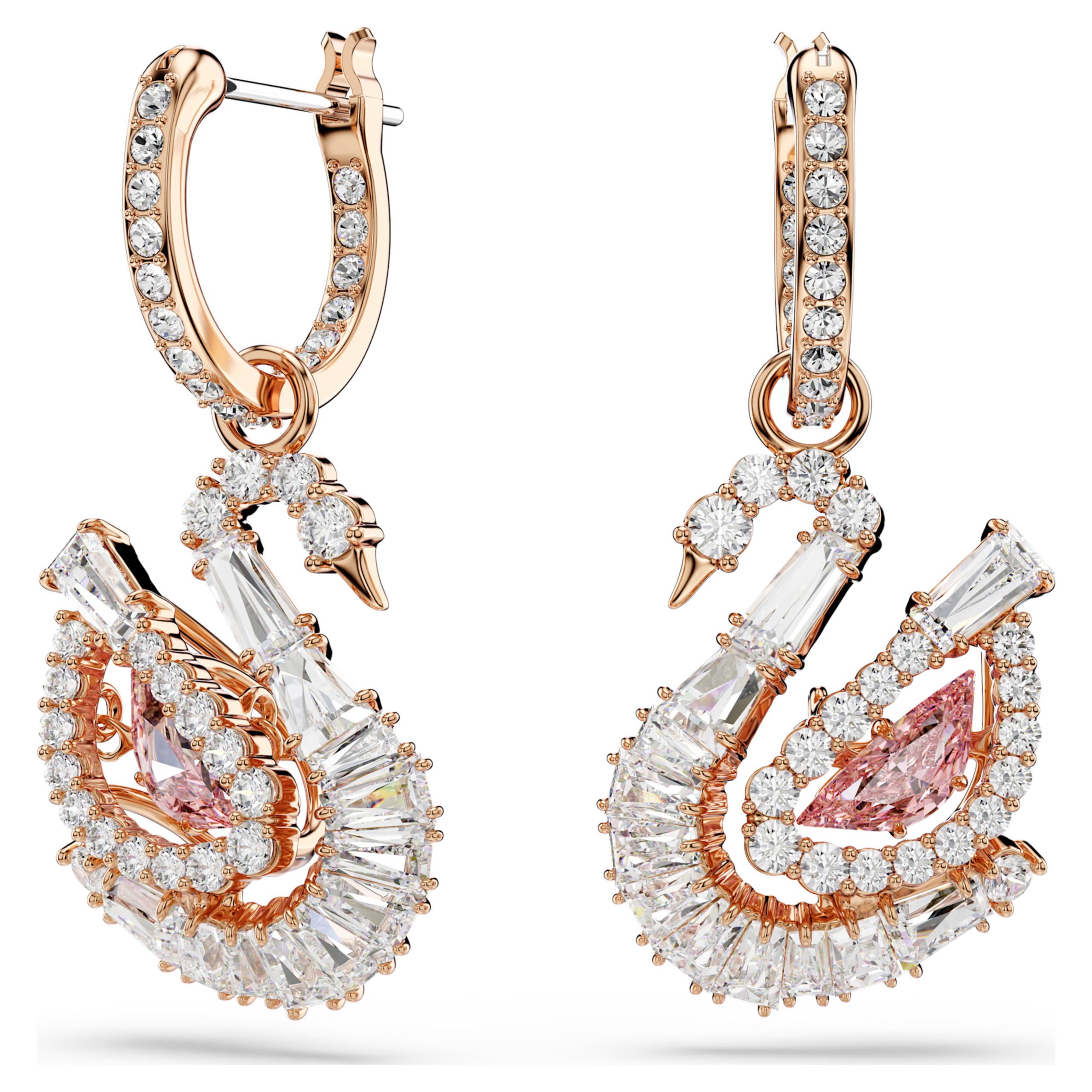 Boucles Swan roses pierre dansante – Swarovski