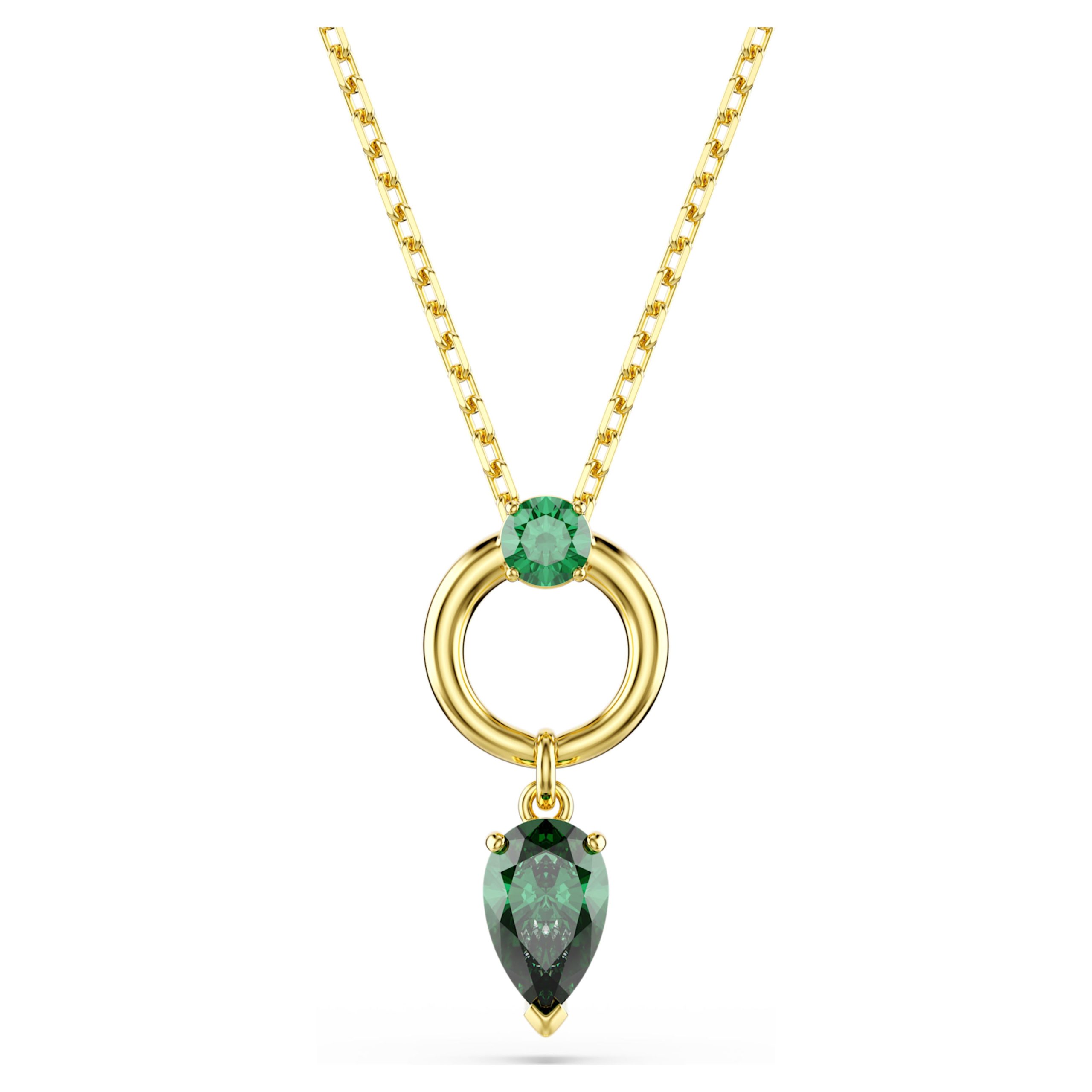 Pendentif Mesmera taille poire vert doré – Swarovski