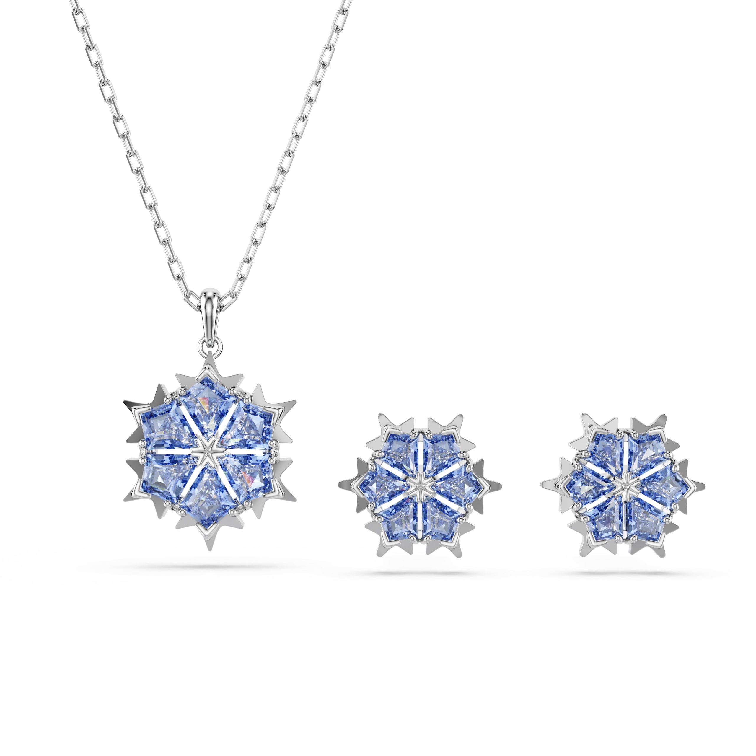 Parure Magic flocon bleu rhodié – Swarovski