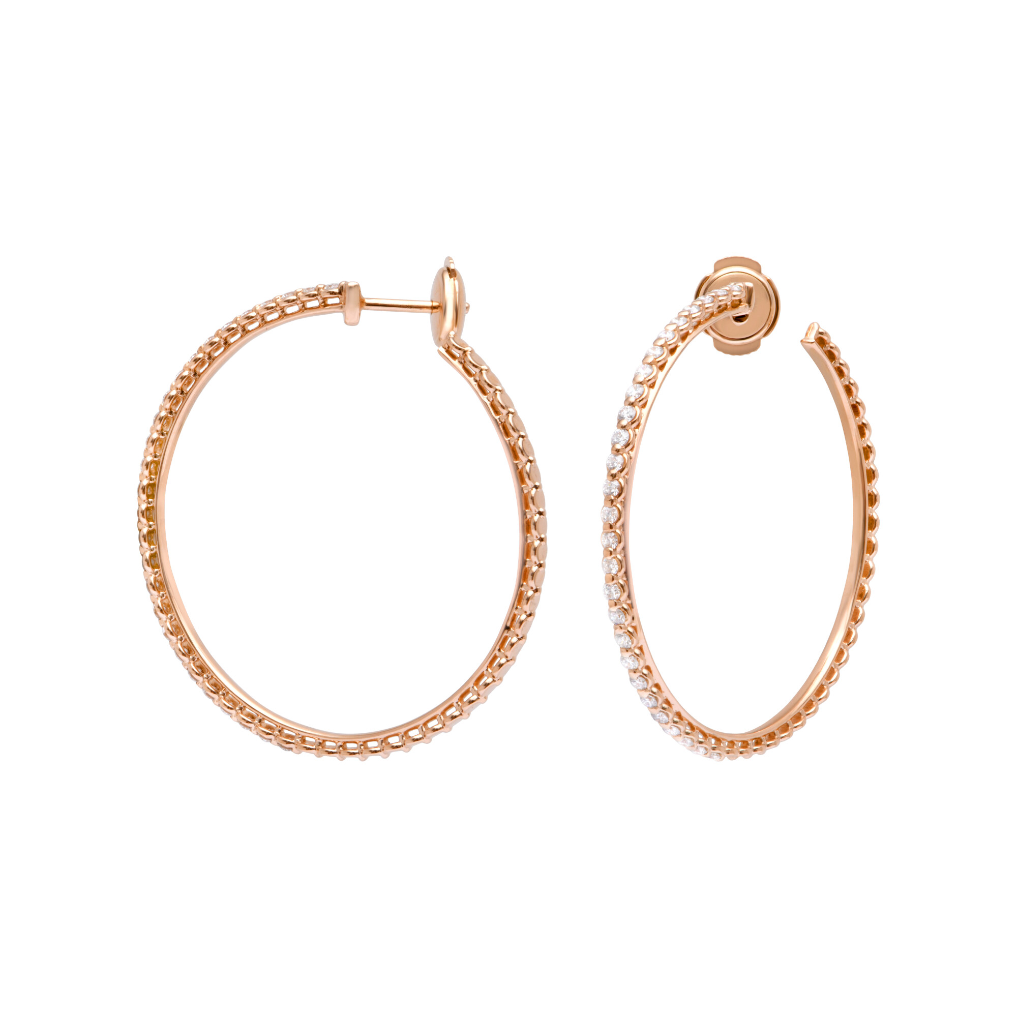 Achat Boucles d'oreilles Créoles en or rose et diamants