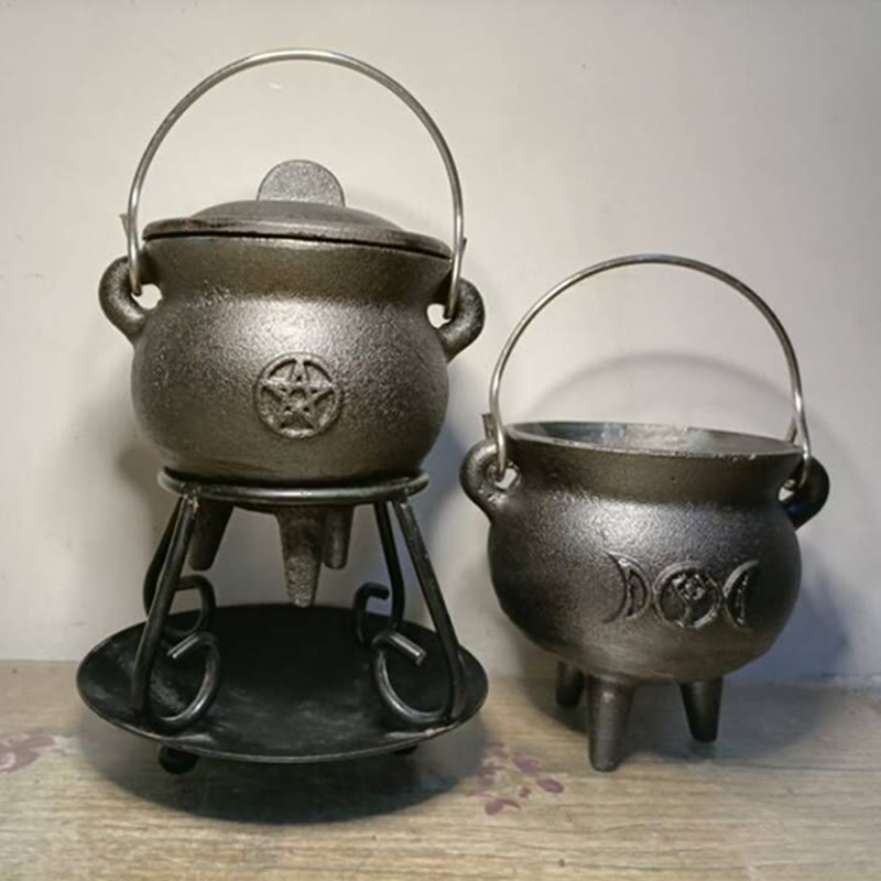 Autel de prière en fonte avec Buddha Stones , support pour encens, sauge, rituels de purification, objets à utiliser