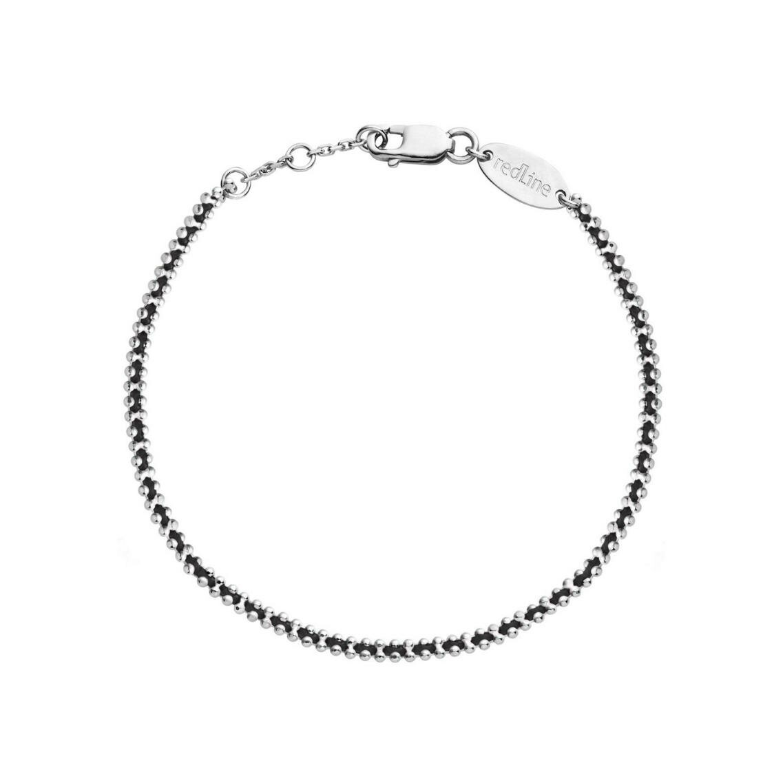 Bracelet RedLine Aurore homme fil noir et chaîne entrelacés en or blanc
