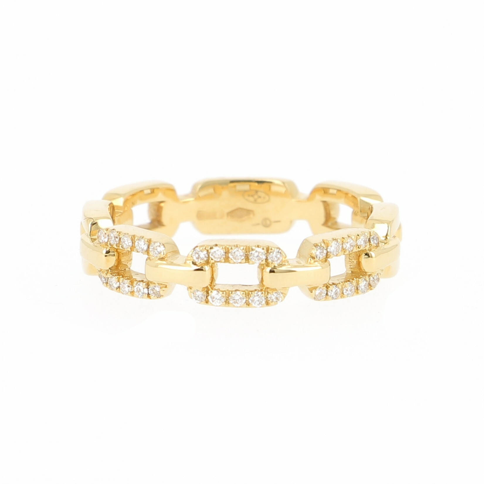 Achat Bague Chaîne en or jaune, 3 maillons sertis de diamants