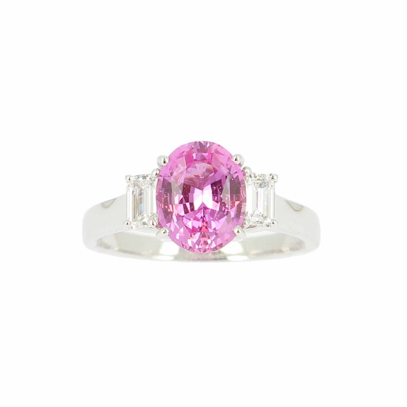 Achat Solitaire Or blanc, Saphir Rose Ovale, entourage diamants