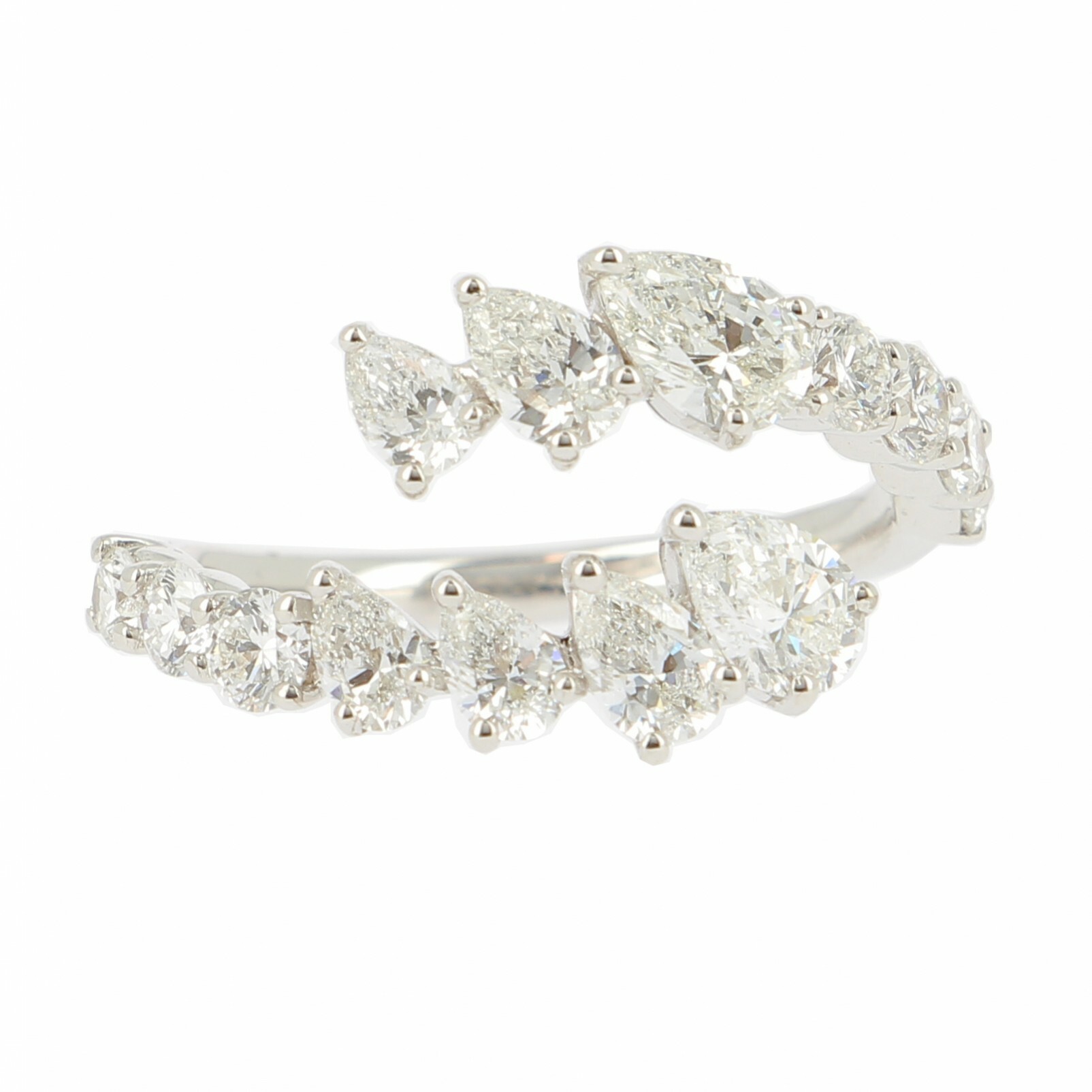 Achat Bague Toi et Moi en Or Blanc, serti de Diamants Poires et Ronds