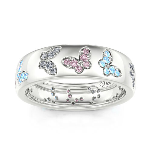 Jeulia "Ciel coloré" Bague pour femme Papillon incrusté Argent Sterling