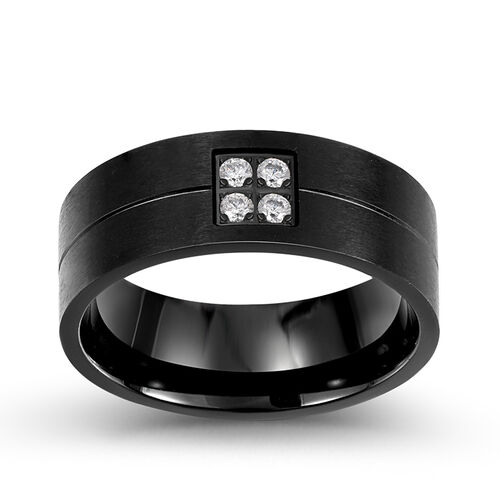 Jeulia Bague Homme Classique Noir en Acier au Titane