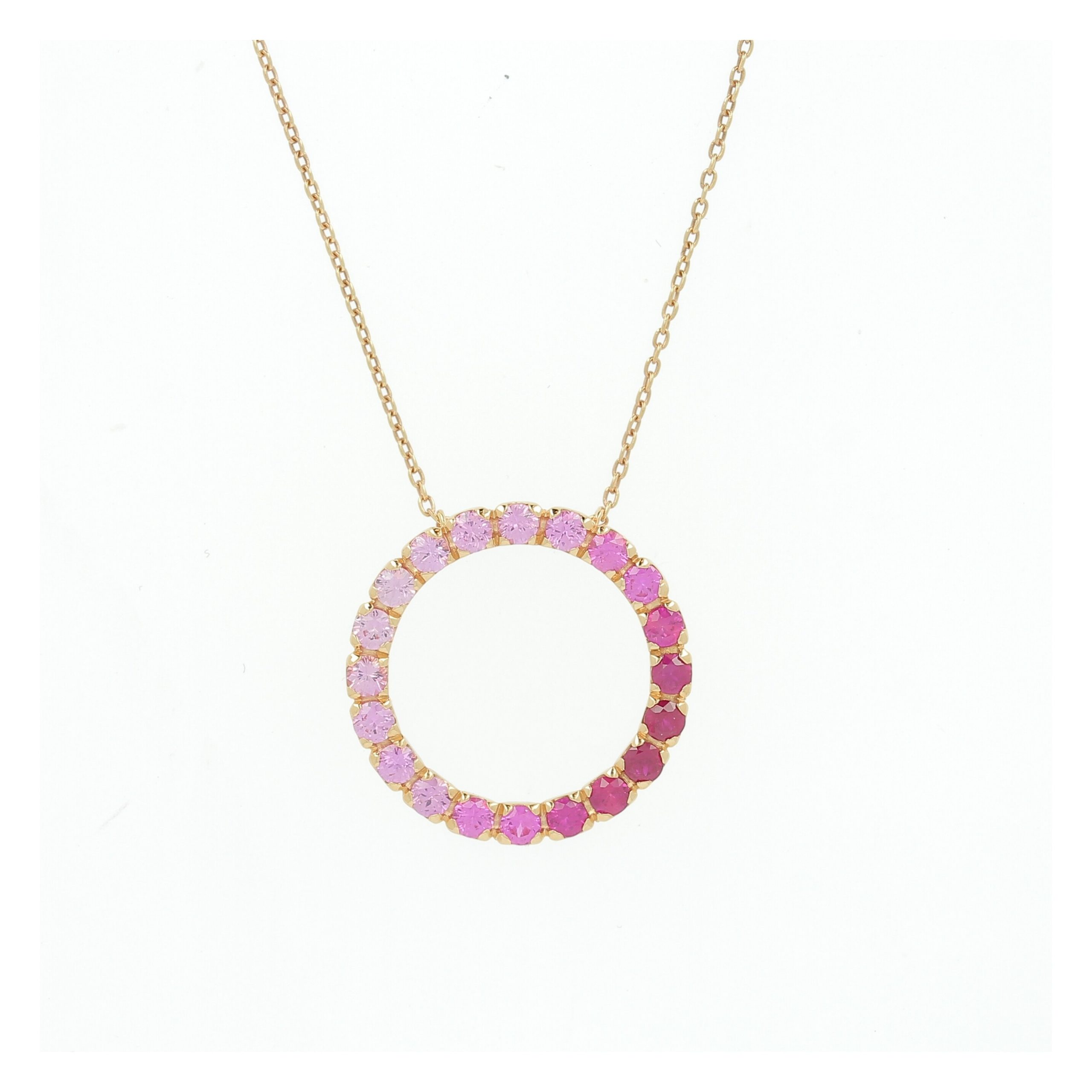Achat Collier or rose pendentif Cercle serti de saphirs rose
