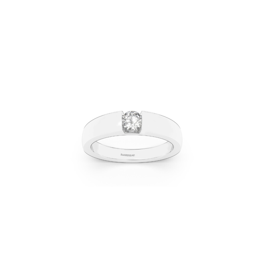 Bague SoHo en or blanc et diamant (diamant de centre certifié)